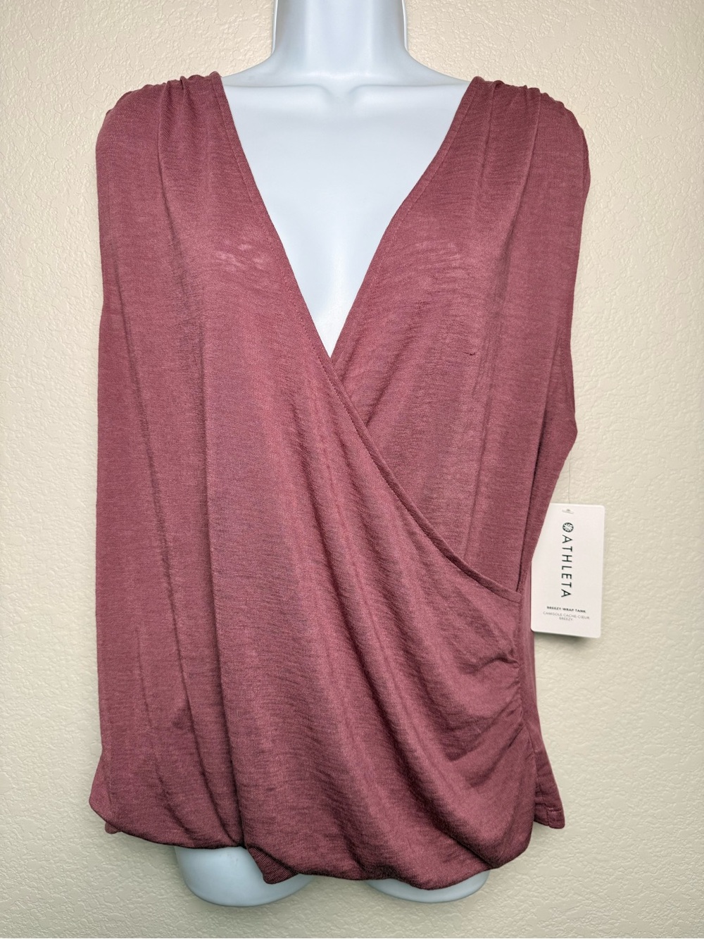 Athleta Dusty Rose “Breezy” Wrap Front Tank Sz LG